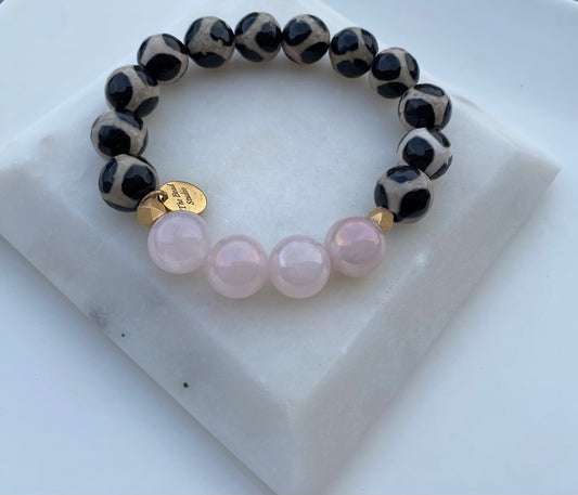 Pink Jade and Tibetan agate