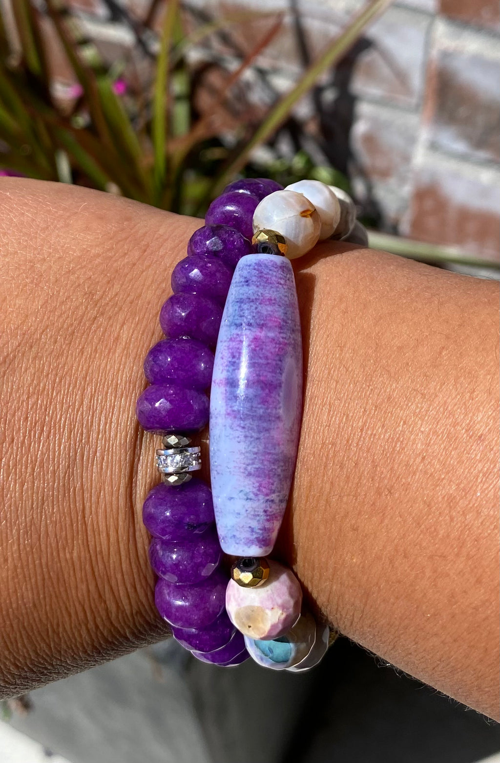 Purple agate rondelle