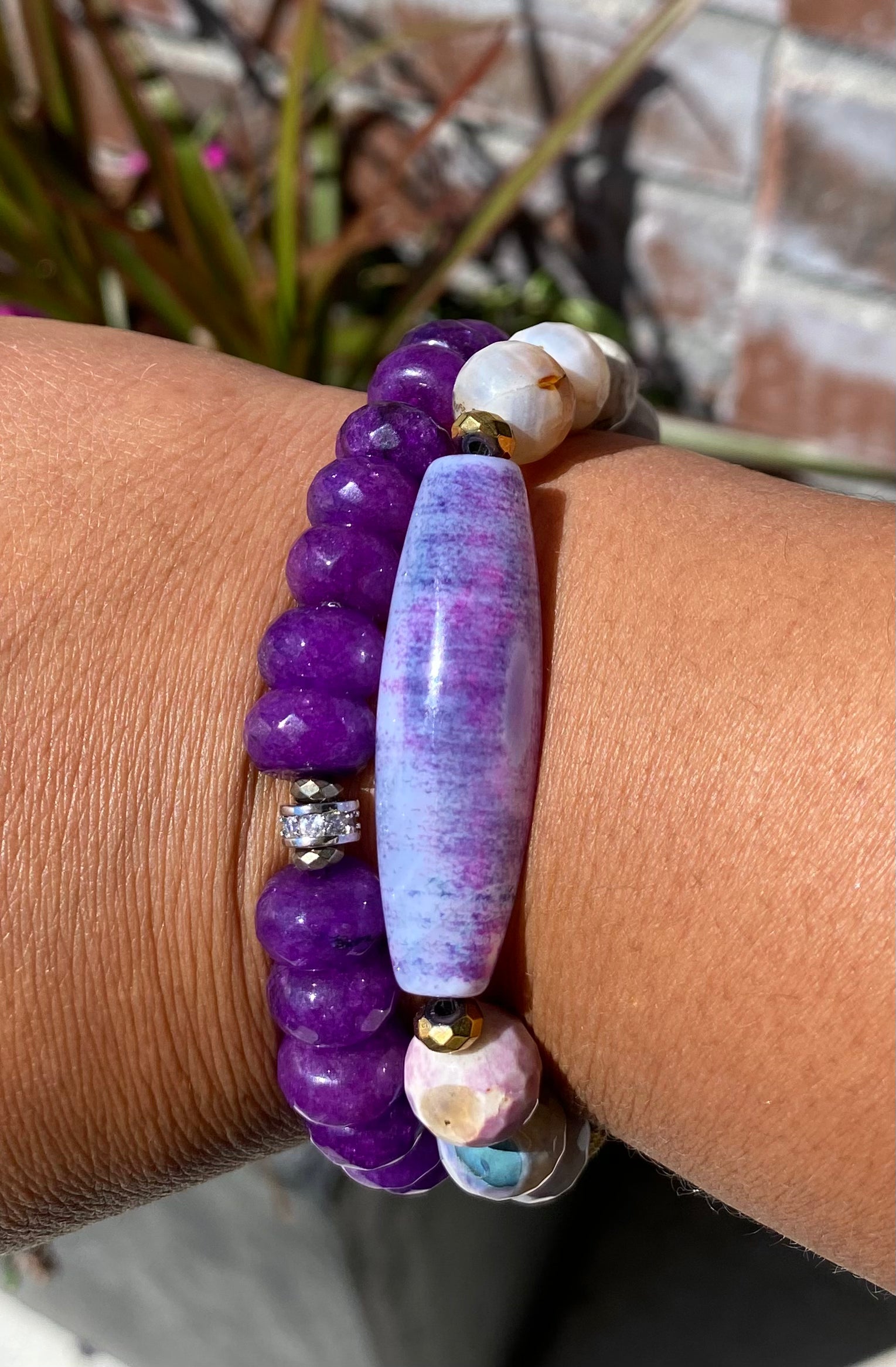 Purple agate rondelle