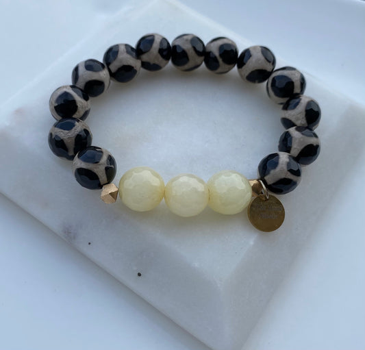 Yellow Jade and Tibetan agate